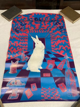 Rare 1960s White Rabbit Keep Your Head Dayglow Blacklight Orbit Poster