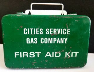Rare Vintage First Aid Kit Cities Service Gas Company Full Of Items
