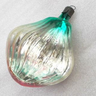 Antique Vintage Silver Glass Ussr Christmas Xmas Ornament Tree Decoration Onion 3