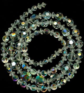 Beads Swarovski Cut Austrian Crystal Ab Flash Clear Faceted 5 - 12mm 24 " Vintage