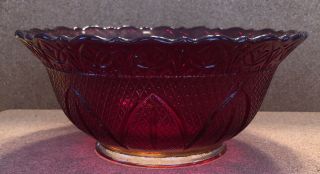 Antique Ruby Red Pattern Glass Oil Gas Lamp Shade W/ 4 " Fitter