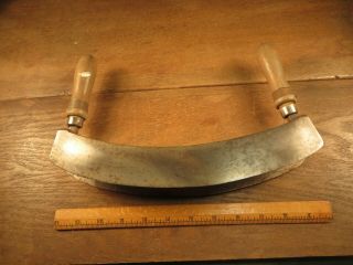 Large Old Antique 2 Blade Leather Workers Cutter W/ 2 Wood Handles - 11,  " Long