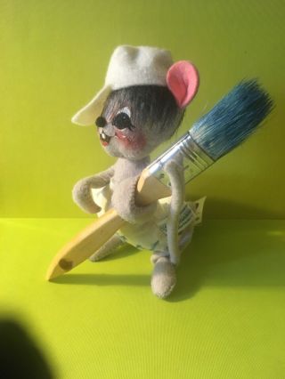 Vintage Annalee Mobilitee Doll Painter Mouse Artist Paintbrush Tag Nh Usa