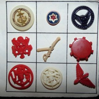 Vintage 9 Americana Red,  White & Blue Buttons 234