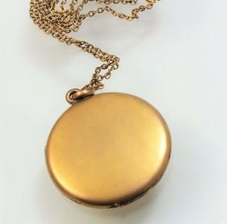Antique Victorian W&h Co.  1/4 Gold Shell Mourning Locket With Hair 30 " Chain