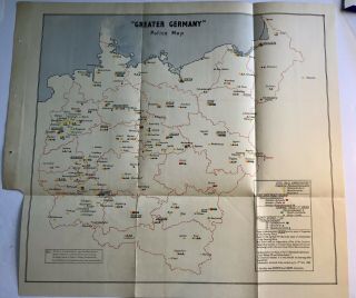 Vintage Wwii Map 1943 Military World War 11 Greater Germany Antique