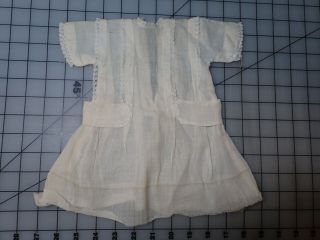 Antique Doll Dress Ivory Batiste? Fabric And Lace Hand Stitched
