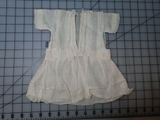 Antique Doll Dress Ivory Batiste? Fabric and Lace Hand Stitched 2