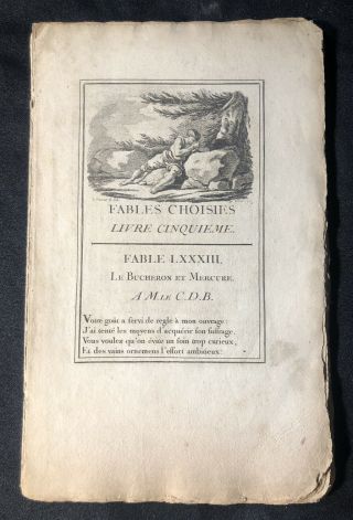 1768 Rare Antique Fables De La Fontaine French Charles Monnet Engraver Chapbook