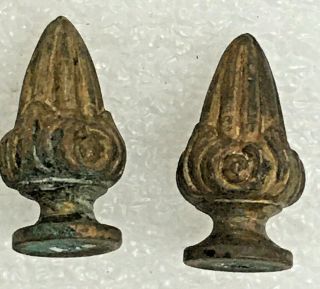 2 - Small Fancy Antique Brass Finials For Clock Parts