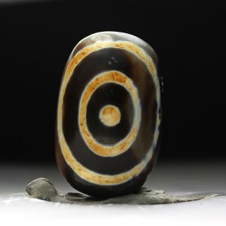 Antique Tibetan Dzi Bead " Eyes " Amulet Pendant From Tibet 13253