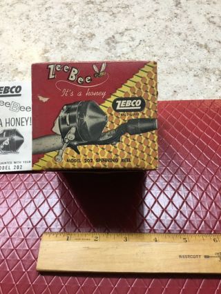 Vintage Advertising Zee Bee Zebco Fishing Reel Box Model 202