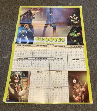 Vtg Kiss - Rare 1978 - 79 Grooves Rock Calendar Poster 21 " X 31 "
