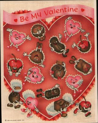 Rare Vintage Sheet Hallmark Scratch & Sniff Stickers Valentine Chocolates