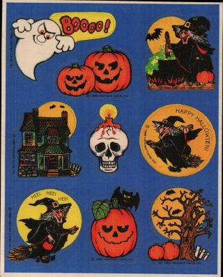Rare Vintage Sheet Hallmark Scratch & Sniff ? Stickers Halloween