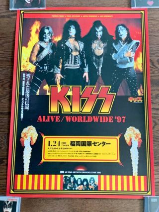 Kiss 1997 Fukuoka Japan Promo Concert Poster Kiss Alive Worldwide Tour Udo Rare