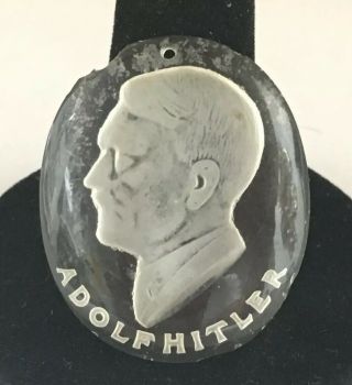 Rare Wwii Adolf Hitler Bust Intaglio Glass Pendant Medal Award G37
