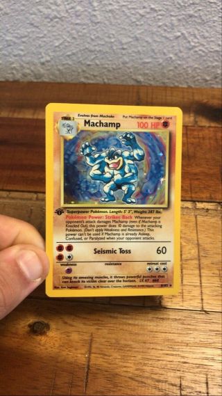 1st - Edition Machamp Pokémon Card (rare/holo/base Set) 8/102