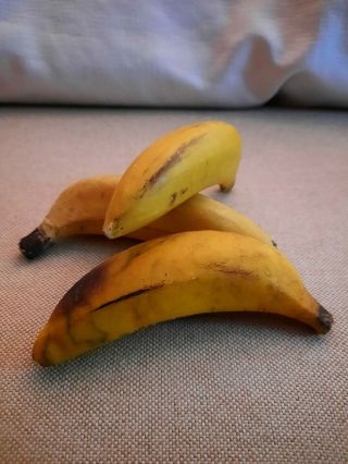 Vintage Stone Alabaster Fruit Set Of 3 Bananas
