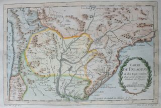 South America Paraguay Brazil Chile Peru; Prevost / Bellin - 1756