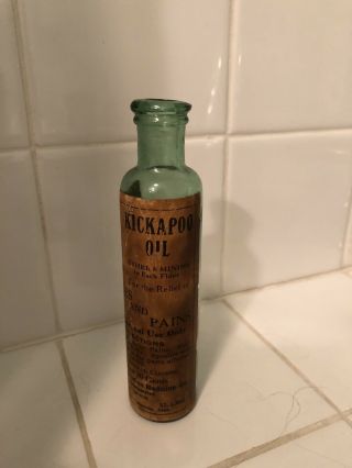 Vintage Kickapoo Indian Medicine Co.  Oil Bottle Antique Glass