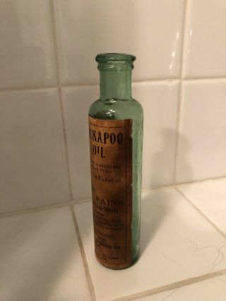 Vintage Kickapoo Indian Medicine Co.  Oil Bottle Antique Glass 3