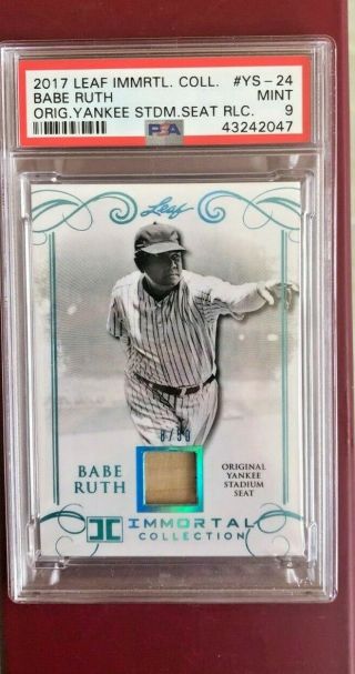 2017 Leaf Immortal Coll.  Babe Ruth Orig.  Yankee Stadium Seat Rare Psa 9