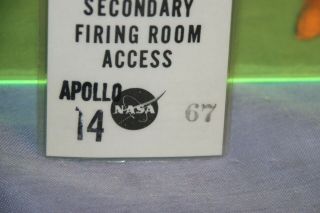 Rare NASA Apollo 14 Secondary Firing Room Access Badge 67 (Low Number) 2