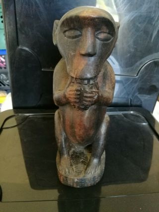 Vintage Ape Bust Statue,  24cm,  Wood Carved