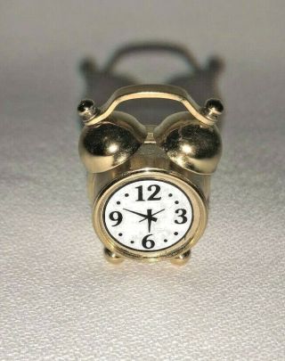 Vintage Brass Doll House Miniature Alarm Clock