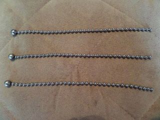 3 Silver Bead Chains For Antique Vintage Art Deco Light Fixture Glass Shade