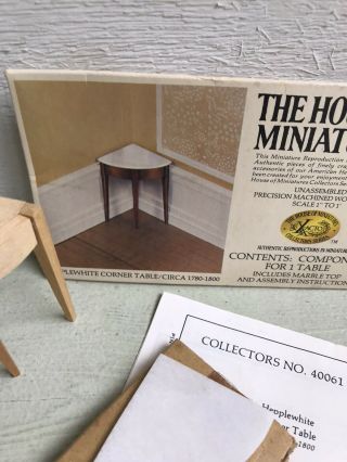 House of Miniatures 40061 Hepplewhite Corner Table Partially Assembled (1A) 3