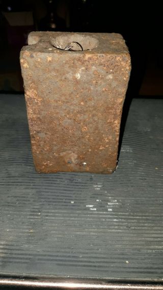 Antique Clock Weight,  Cast Iron 3.  6kg Rectangle,  12.  5x8x5.  5cm With Hook