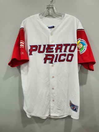 Rare 2006 Majestic Puerto Rico World Baseball Classic Wbc Jersey Mens L Sewn