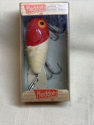 Vintage Heddon Tiny Lucky 13 Fishing Lure 370 - Rh Red White