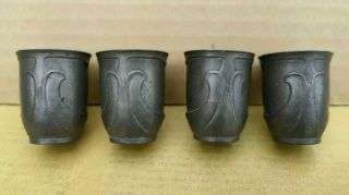 Art Nouveau Antique Pewter Tumblers Cups - 4