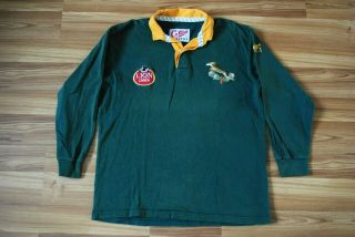 Rugby Union South Africa Shirt 1990`s Home Jersey Cotton Traders Size Large Rare