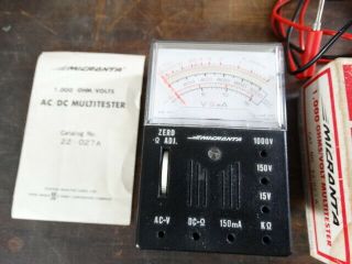 Vintage Micronta (22 - 027) 1,  000 OHMS / Volt Multitester 3