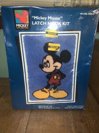 Rare Vtg Caron Latch Hook Kit - Mickey Mouse - D0010 - Walt Disney
