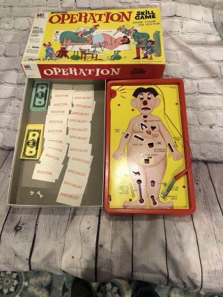 1965 Vintage Rare Operation Smoking Doctor Skill Game By Milton Bradley