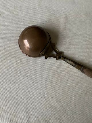 Antique Long Wood Handle Copper Ladle