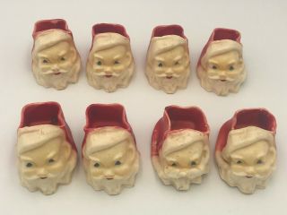 Vintage Christmas Candy Containers Wax Santa - Rare - W & F Mfg Co Box Set Of 8