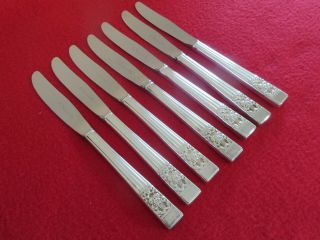 Set Of 7 Vintage Community Plate Hampton Court Dinner Knives 8 1/2 In (21.  5 Cm)