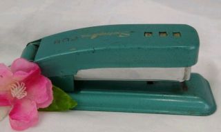 Vintage Swingline Cub Stapler Turquoise Blue Metal Made In Usa Does Work