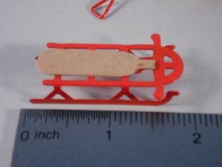 Vintage Dollhouse Miniatures 1:12 Scale Metal Red Wagon Tricycle Sled Toys Soo1 3