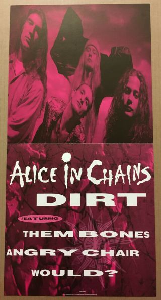Alice In Chains Rare 1992 Double Sided Promo Poster Flat For Dirty Cd 12x24 Usa