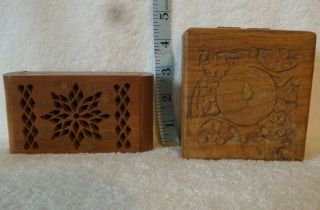 2 Vintage Wooden Trinket Boxes.  Made In India
