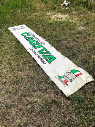 Vintage Cagiva Ducati Vinyl Race Day Banner Double Sided Very Large Rare