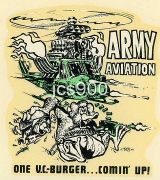 Vintage 1966 Ed Roth Rat Fink " Army Aviation " Water Decal Vietnam Rare