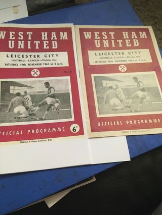 Very Rare West Ham Programme V Leicester City 1963 Wrong Date & Only 200 Printed